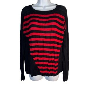 Black & Red Striped Sweater Lightweight Oversized Goth Punk Emo Alternative L